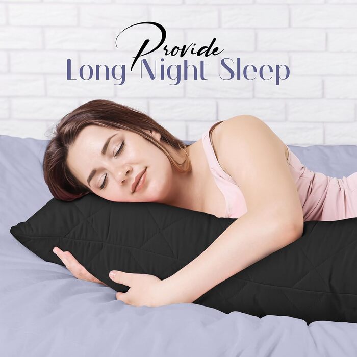 Подушка для вагітних та сну Utopia Bedding, анатомічна подушка для підтримки тіла та сну на боці, м'який поліестер (40x145 см, чорна)