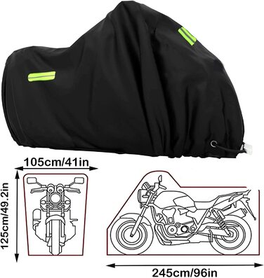 Водонепроникний чохол для мотоцикла XXL/XXXL з отвором для замка, 245x105x125 см, захисна накидка для Harley, Honda, Suzuki, Kawasaki, для вулиці
