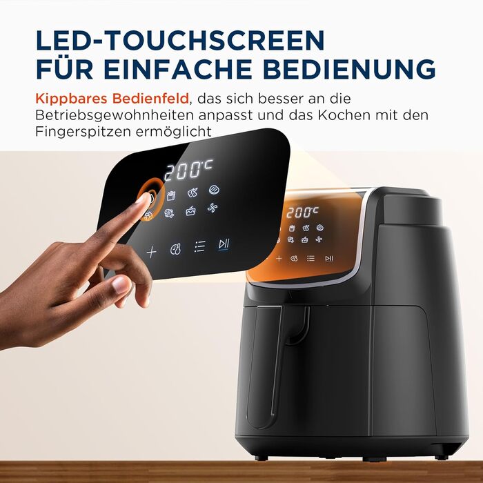 Фритюрниця Midea Air Fryer 4L XL з LED-дисплеєм, 8 програм, HeatXpress, 35-200°C, для запікання, грилю, розморожування, 41 рецепт, 90% менше олії, посудомийна безпека