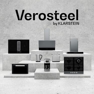 Витяжка кухонна Klarstein Verosteel 60 см, сталь та скло, продуктивність 624 м³/h, клас енергоефективності A++, сенсорне керування, LED-підсвітка