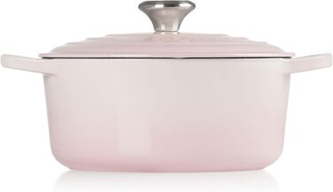 Чавунна каструля Le Creuset Signature з кришкою, 24 см, кругла, 4,2 л, для всіх плит і індукції, рожевий Shell Pink