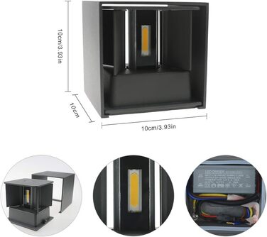 Світильник Klighten 2 шт. LED настінний для дому та вулиці, 12Вт, IP65, тепле світло 3000K, регульований промінь, темно-сірий, для вітальні, спальні, балкона