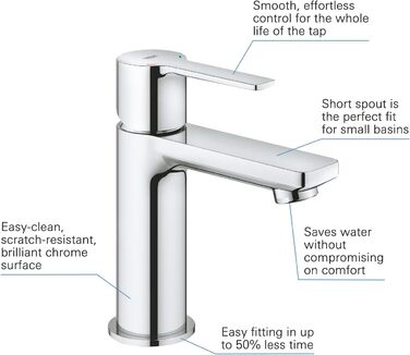 Змішувач для ванної кімнати GROHE Lineare, водозберігаючий, хром, 18 см, XS