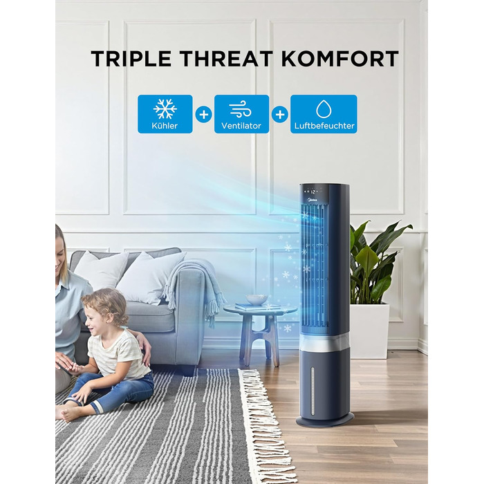 Мобільний випарний охолоджувач повітря Midea Sensicool 7л з сенсорним дисплеєм та 6 швидкостями