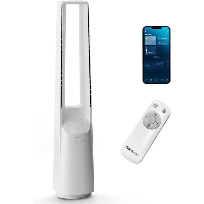 Вентилятор Pro Breeze OmniAir з очищувачем повітря, 105 см, осциляція 75°, пульт ДУ, HEPA 13, LED дисплей, 10 швидкостей, тихий, 5 режимів, Smart App