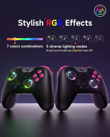 Ігровий бездротовий контролер EasySMX X05 для PC, Nintendo Switch, Steam, Android/iOS з RGB-підсвіткою, Hall Effect стіками та тригерами, чорний