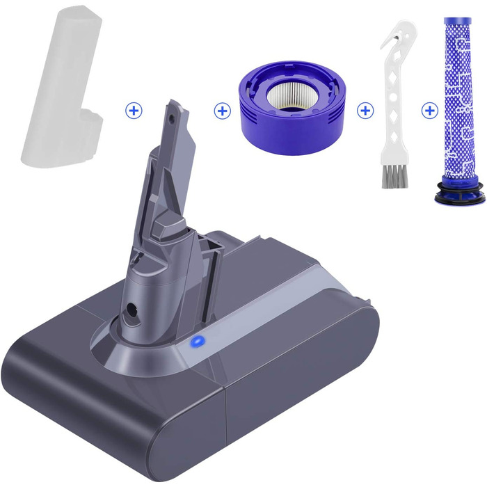 Акумулятор ARyee V7 для пилососа Dyson V7 Trigger/Animal/Fluffy/Motorhead з щіткою, передфільтром і післяфільтром