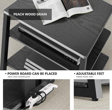Стійка FITUEYES Design HiFi з дерева та сталі, стіл для програвача з регульованою полицею, чорна, 61x52x78 см, для програвача та стереосистем