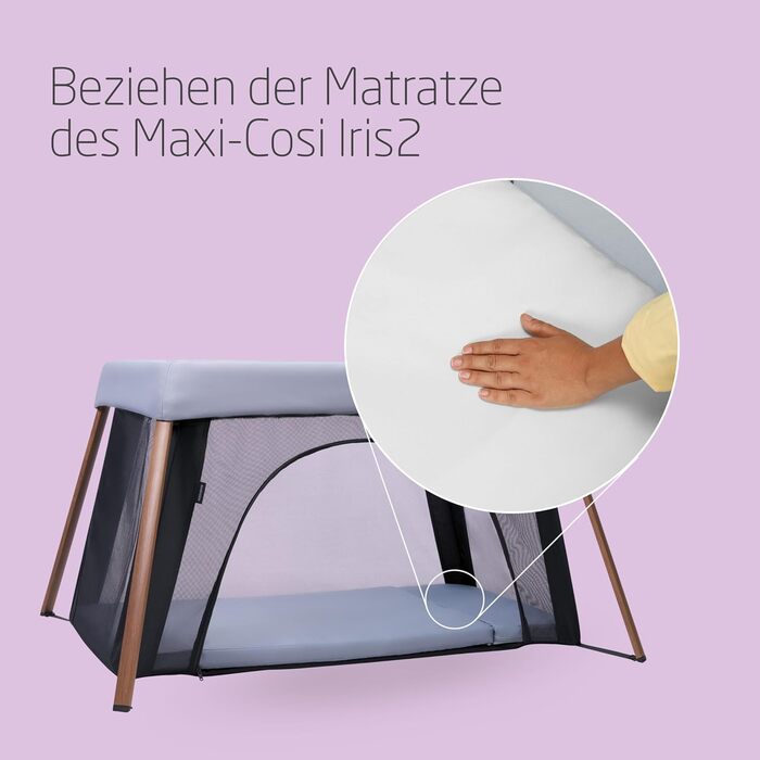 Дитяче подорожне ліжечко 2-в-1 Maxi-Cosi Iris2, 0-3 роки, до 15 кг, з матрацом та бортиками, компактне, легке, екологічне