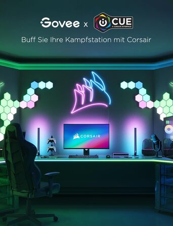 Світлодіодна панель Govee Glide Hexagon RGBIC 10 шт, розумне підсвічування для стін, Wi-Fi, музична синхронізація, сумісна з Alexa та Google Assistant, декоративне освітлення для геймінгу та кімнати