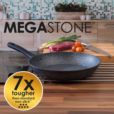 Сковорода Salter Megastone 30 см, антипригарна, для млинців, яєчні та омлетів, металева, TPR/бакелітова ручка, підходить для індукції, без ПФОА