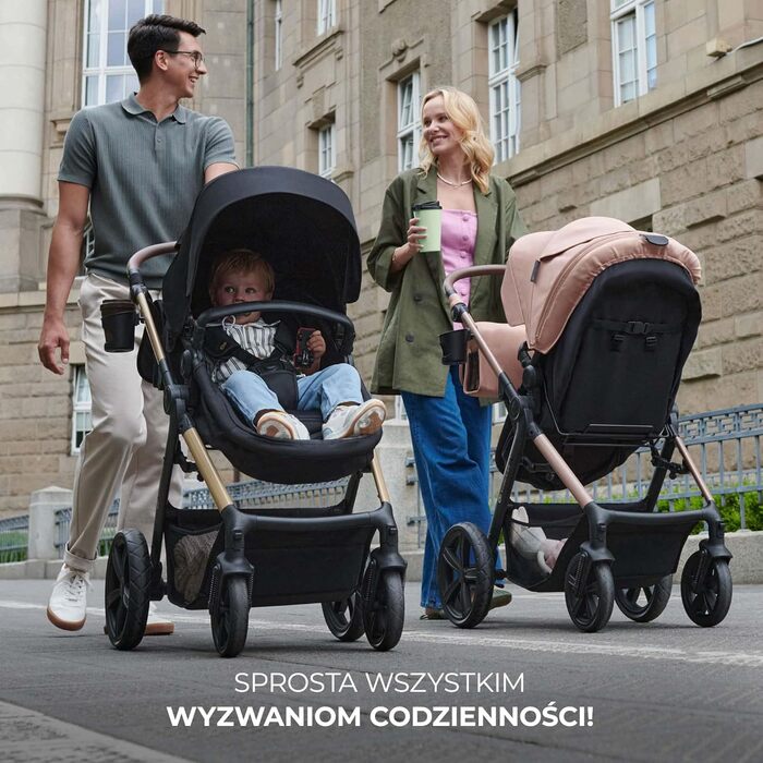 Дитяча коляска Kinderkraft MOOV2 4 в 1 з автокріслом I-SIZE, бежевий PRO, до 22 кг