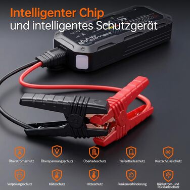 Бустер для автомобіля 8000A Powerbank Jump Starter для дизельних двигунів до 12л та бензинових до 10л