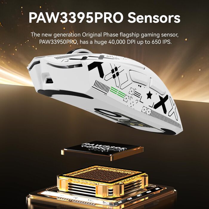 Ігрова миша Attack Shark X1 White: сенсор PixArt PAW3395PRO, 40000 DPI, вага 53г, RGB док-станція з тачпадом, бездротова (BT/2.4G) та дротова, для Windows, Xbox, PS, Mac