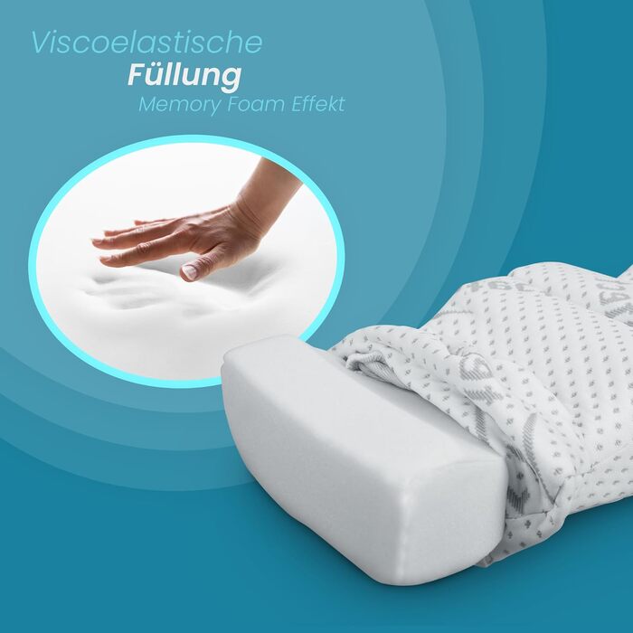 Подушка для шиї з піни Memory Foam Bestlivings (30x35x9 см) з антимікробним чохлом Silver Protect - Öko-Tex, для сну та підтримки спини