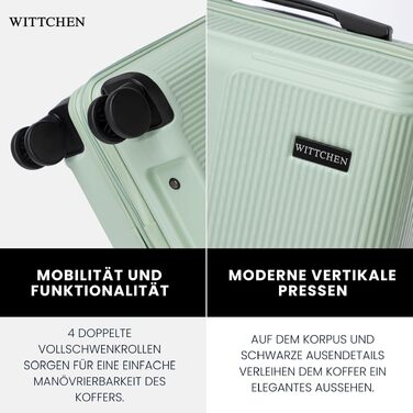Валіза велика Wittchen Stripes Line XL (76.5x50x29 см), пластикова Hartschalen ABS, 96 л, м'ятна