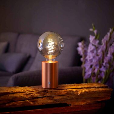 Світлодіодна акумуляторна настільна лампа Northpoint Edison, 96 годин роботи, 2000 мАг, сенсорне затемнення, рожеве золото, декоративна лампа з ниткою розжарювання