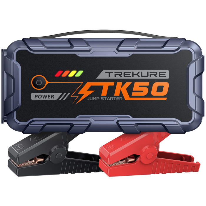 Бустер для автомобіля Starthilfe Powerbank 9000A 26800mAh — Пусковий пристрій для бензинових та дизельних двигунів (до 12.0L), 12V з ліхтарем 800 Лм та USB-портами, сіро-блакитний