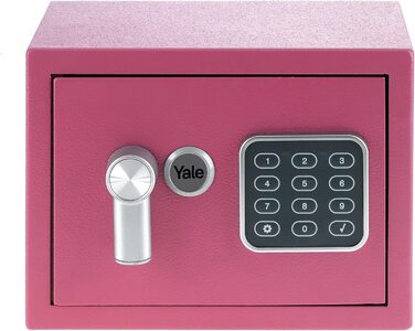 Міні сейф Yale 3.8 л рожевий, стальний, електронний кодовий замок 3-8 цифр, для дому чи офісу, 17x23x17 см