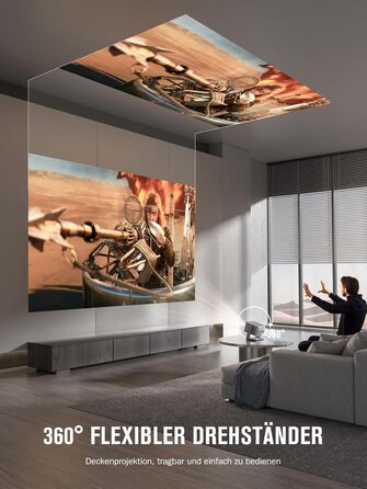 Смарт-проектор VISSPL 4K Home Cinema, 30000 Люмен, 3D Dolby Audio, Автофокус, WiFi 6, Bluetooth, 360° підставка, сірий