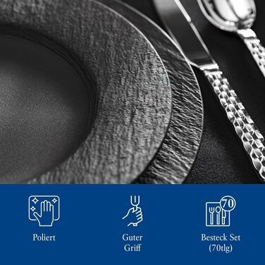 Набір столових приборів Villeroy & Boch Boston на 12 осіб, 70 предметів, нержавіюча сталь, класичний стиль