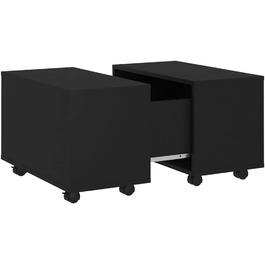 Розсувний журнальний стіл vidaXL для вітальні, чорний, 60x60x38 см, ДСП