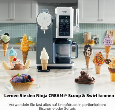 Машина для морозива та сорбету Ninja CREAMi Swirl 13-в-1: м'яке морозиво, мілкшейки, заморожений йогурт, дієтичні програми, 2 контейнери по 473 мл