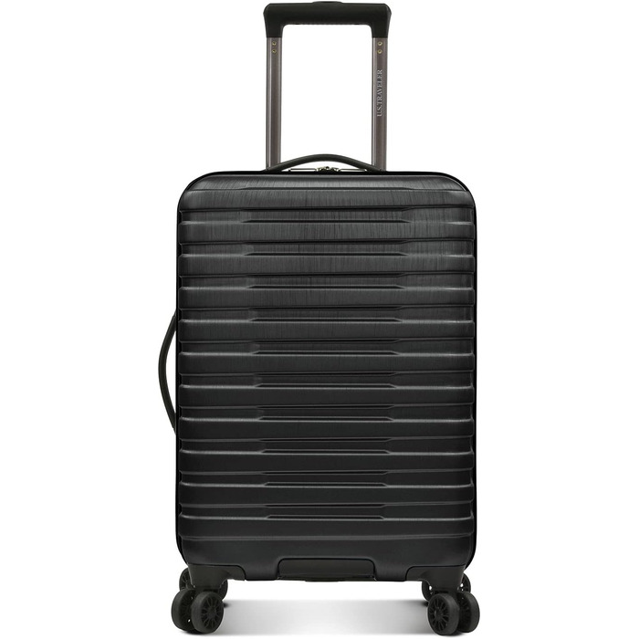 Жорсткий валіза U.S. Traveler Boren 22'' з полікарбонату, чорний, з USB, 8 спінінг-коліс, алюмінієва ручка, для ручної поклажі