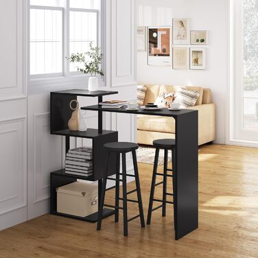 Барна стійка WOLTU BT27sz, обертається, 3 полиці, метал і МДФ, 134x38x112 см, чорна