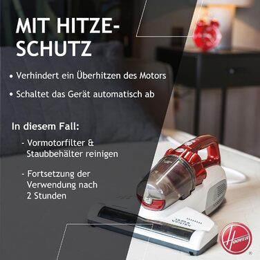 Пилосос Hoover Ultra Vortex з UV-ліхтарем для матраців і м'яких меблів, 3-в-1, проти пилових кліщів та алергенів, гігієнічне очищення для алергіків