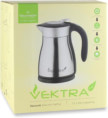 Електричний чайник Vektra VEK-1701R, 1,7 л, вакуумна термоколба, нержавіюча сталь, подвійна стінка, бездротовий, з функцією термоса, BPA-free, червоний