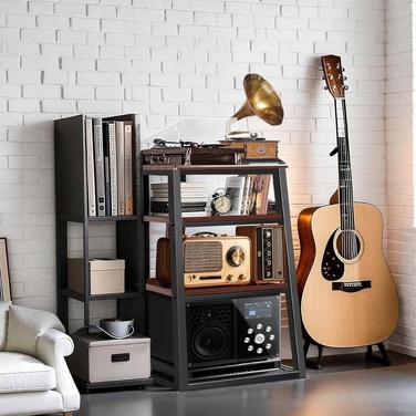 Стійка-полиця для Hi-Fi техніки, 4 рівні, метал + дерево, 61x53,5x78,5 см