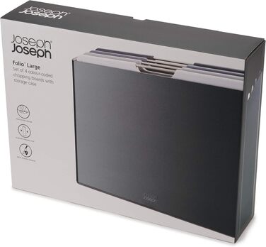 Набір дощок для нарізання Joseph Joseph Folio Graphite (4 шт.) 35.7x26.2 см - Синьо-графітові, з кейсом для зберігання
