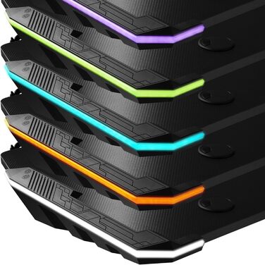 Ігровий стіл tectake 404317 з LED, регульований, 125x60 см, чорний, з тримачем для напоїв і гачком для навушників, комп'ютерний стіл у карбоновому стилі