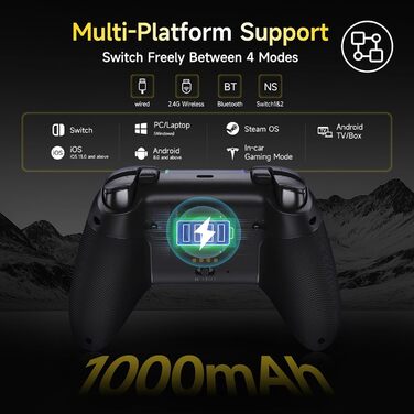 Бездротовий ігровий контролер EasySMX X05PRO для PC, Nintendo Switch, Android, iOS — Hall Joysticks, тихі кнопки, 2-рівневі тригери, 1000mAh, чорний