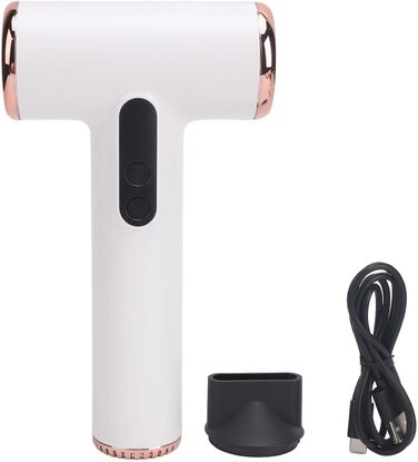 Портативний акумуляторний фен Bewinner Pro 200W, 3 швидкості та 3 температури, бездротовий фен для волосся з цифровим дисплеєм, для жінок, для подорожей та кемпінгу, білий