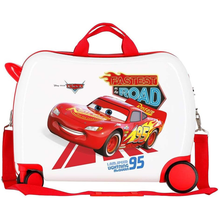 Дитяча валіза Disney Cars, жорсткий корпус ABS, 50x38x20 см, 34 л, 4 колеса, кодовий замок, мультиколірна, ручна поклажа