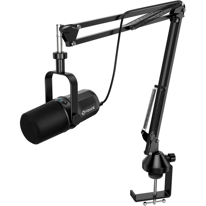 Динамічний мікрофон FDUCE SL40+ для подкастів, USB/XLR, набір для геймінгу та стримінгу з кронштейном, вихід для навушників, кнопка вимкнення звуку, регулятор гучності