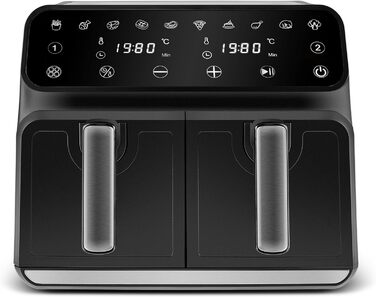 Karaca Multifry XXXL 4+4 л цифрова подвійна аерофритюрниця для здорового та смачного приготування страв для всієї родини, 1700 Вт, технологія 360° циркуляції повітря