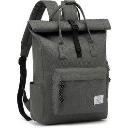Водонепроникний рюкзак TAN.TOMI для ноутбука 15,6'' Rolltop, темно-сірий, для школи, подорожей, велосипеду, для чоловіків і жінок
