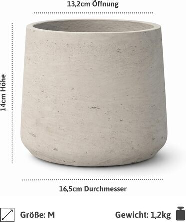 Кашпо для квітів Patt Grey Washed M, бетонна оптика, морозостійкий та вологостійкий горщик для дому та вулиці, сірий, Ø 16.5 см