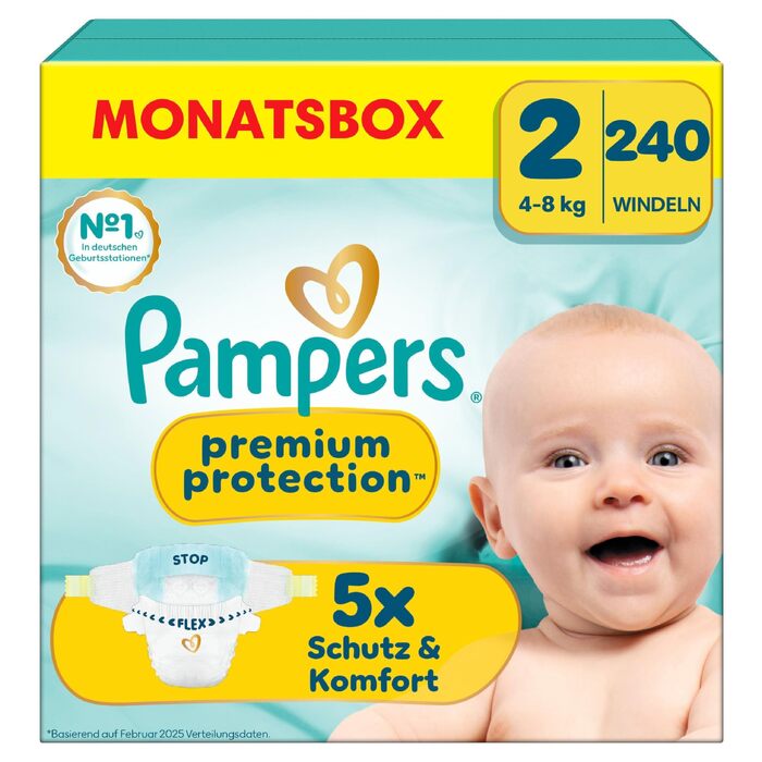 Підгузки Pampers Premium Protection розмір 1, 180 шт, для дітей від 2 до 5 кг, на липучках (запасна упаковка)