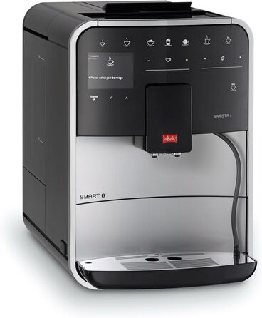 Кавомашина Melitta Barista T Smart з капучинатором, автоматична кавоварка з млинком, для еспресо та капучино, керування через додаток, чорна/срібляста