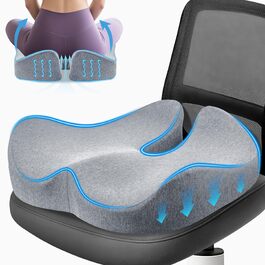 Подушка для офісного крісла Lofty Aim з Memory Foam: ергономічна, для куприка, при болях у спині, для офісу, авто, літака, інвалідного візка - Чорний та світло-сірий