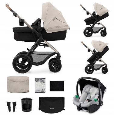 Багатофункціональний візок 3в1 Kinderkraft MOOV 2 AIR з автокріслом MINK PRO, сірий