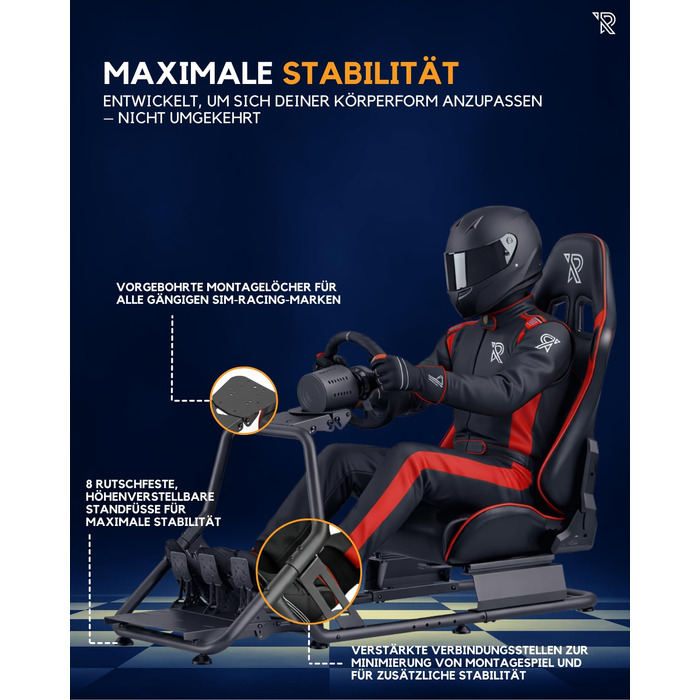 Ігрове крісло для симулятора Ranqer Racing Seat: ергономічне сидіння з екошкіри для SimRacing (PC, PlayStation, Xbox)