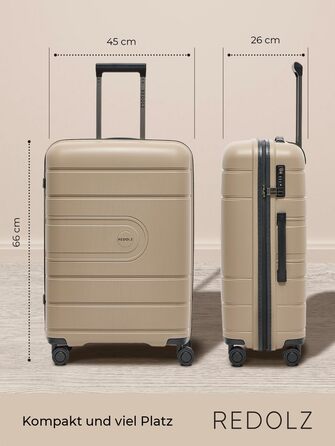 REDOLZ валіза середня M, поліпропілен, 4 колеса, TSA, 45x26x67 см, жорсткий корпус