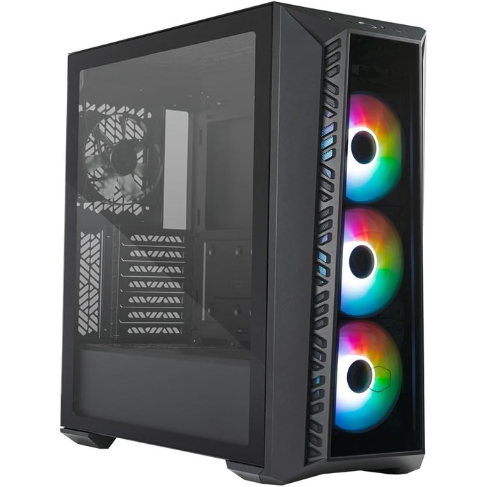 Корпус для ПК Cooler Master MasterBox 520, Mid-Tower ATX, 4 встановлені вентилятори, гартоване скло, ARGB-контролер, чорний