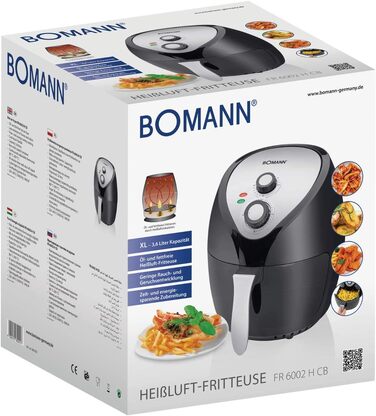 Аерофритюрниця Bomann FR 6069 H CB XXL 5л з цифровим сенсорним керуванням, 8 програм, нержавіюча сталь, чорна