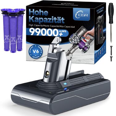 Акумулятор для пилососа Dyson Absolute/Animal/Motorhead/Fluffy SV10 (V6) з 5 фільтрами та гвинтами